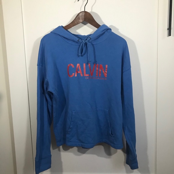Calvin Klein Blue and Red Logo Sweatshirt - Picture 1 of 5